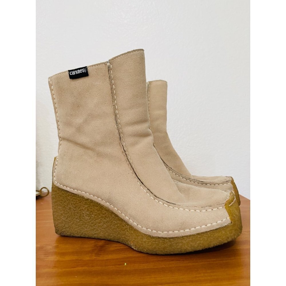Candies Vintage Y2K Suede Wedged Bootie Sz 6